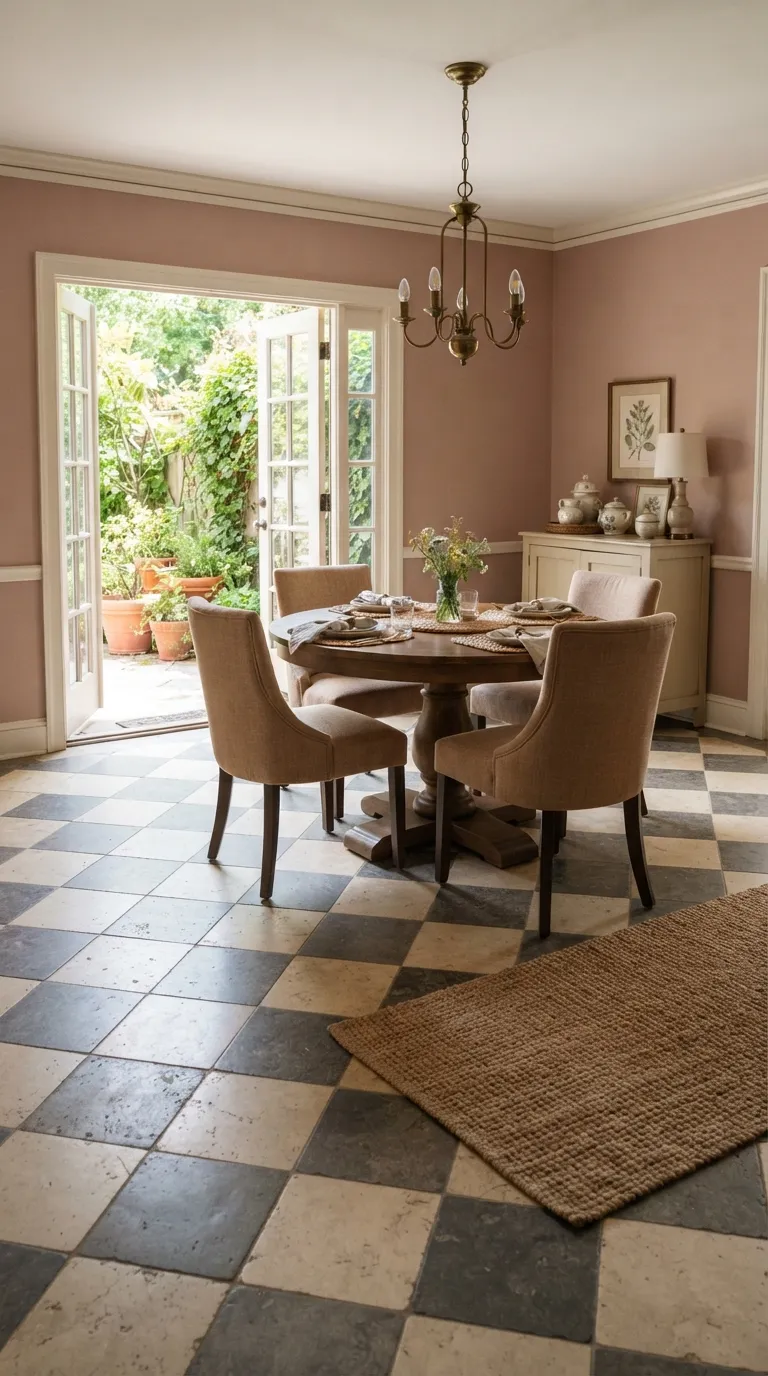 formal dining room decor Checkerboard Flooring