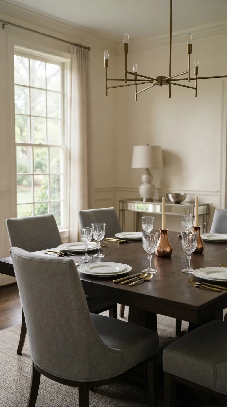 formal dining room decor Playful Metallic Details