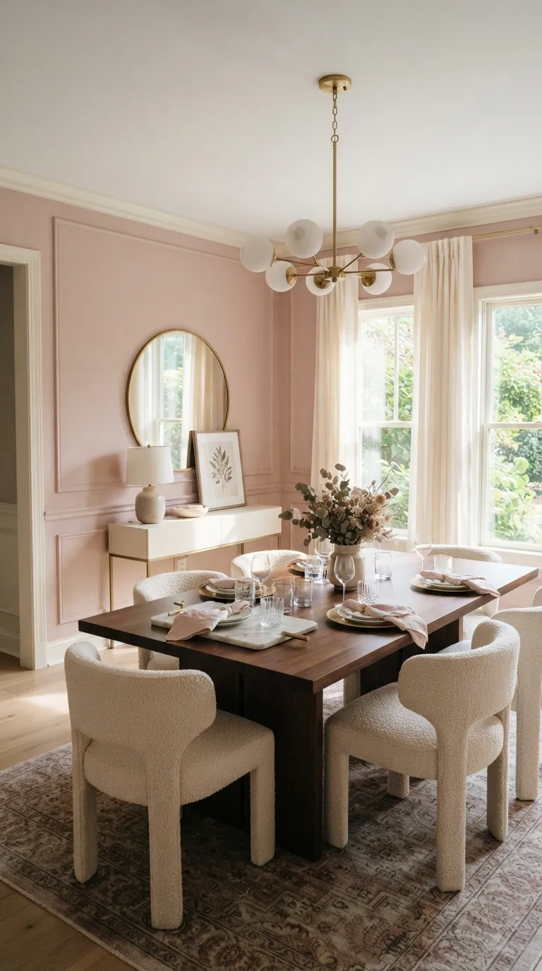 formal dining room decor Soft Pink Dining Room
