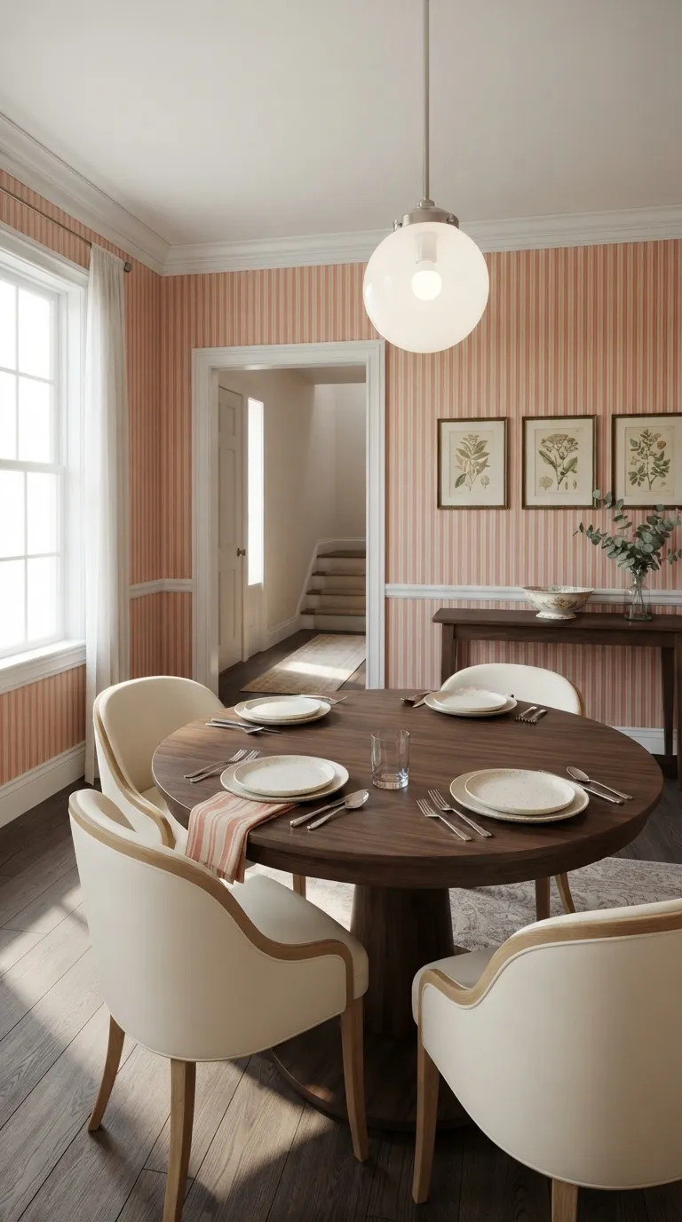 formal dining room decor Striped Wallpaper