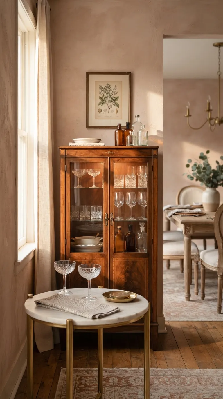 formal dining room decor Vintage Bar Cabinet