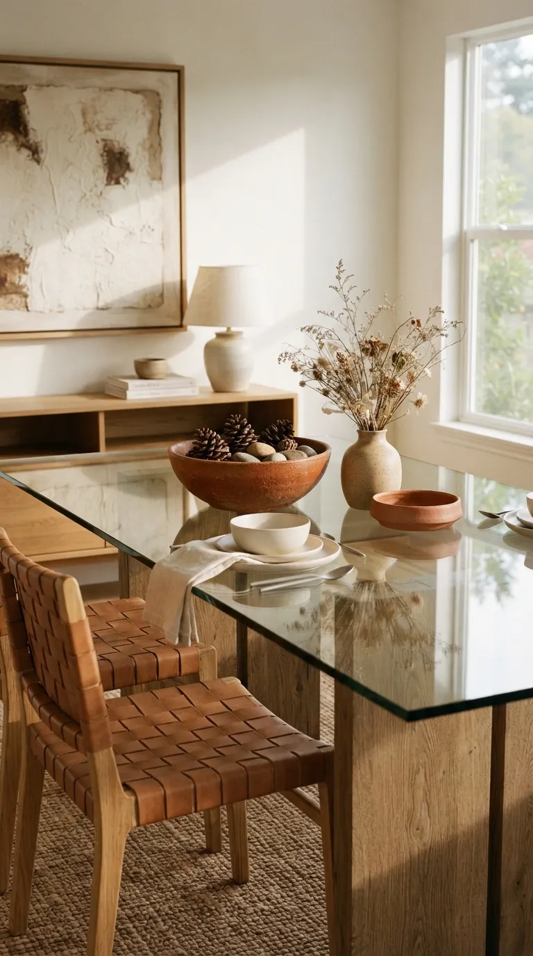 glass dining room table decor Earthy Clay Collection