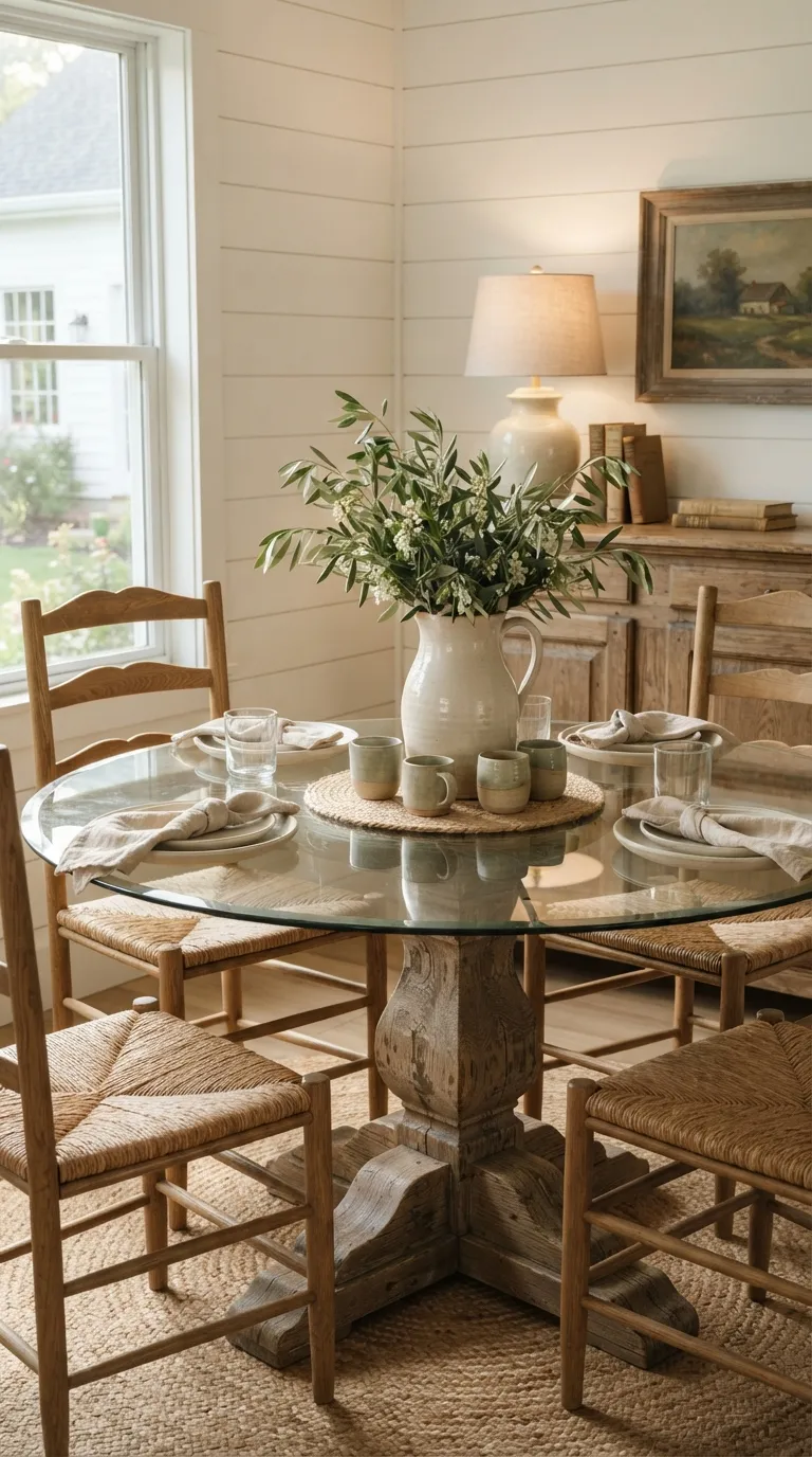 glass dining room table decor Rustic Ceramic Pitcher