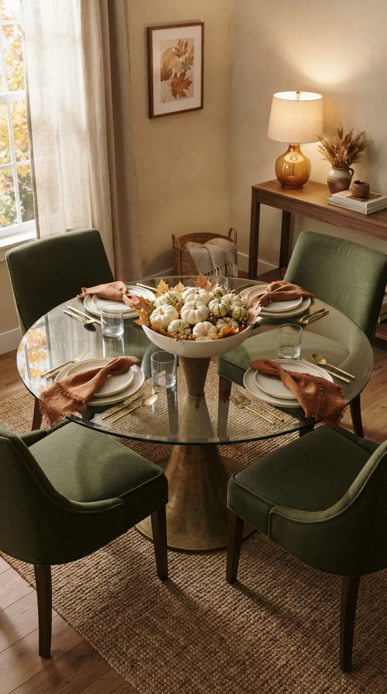glass dining room table decor Seasonal Pumpkin Bowl