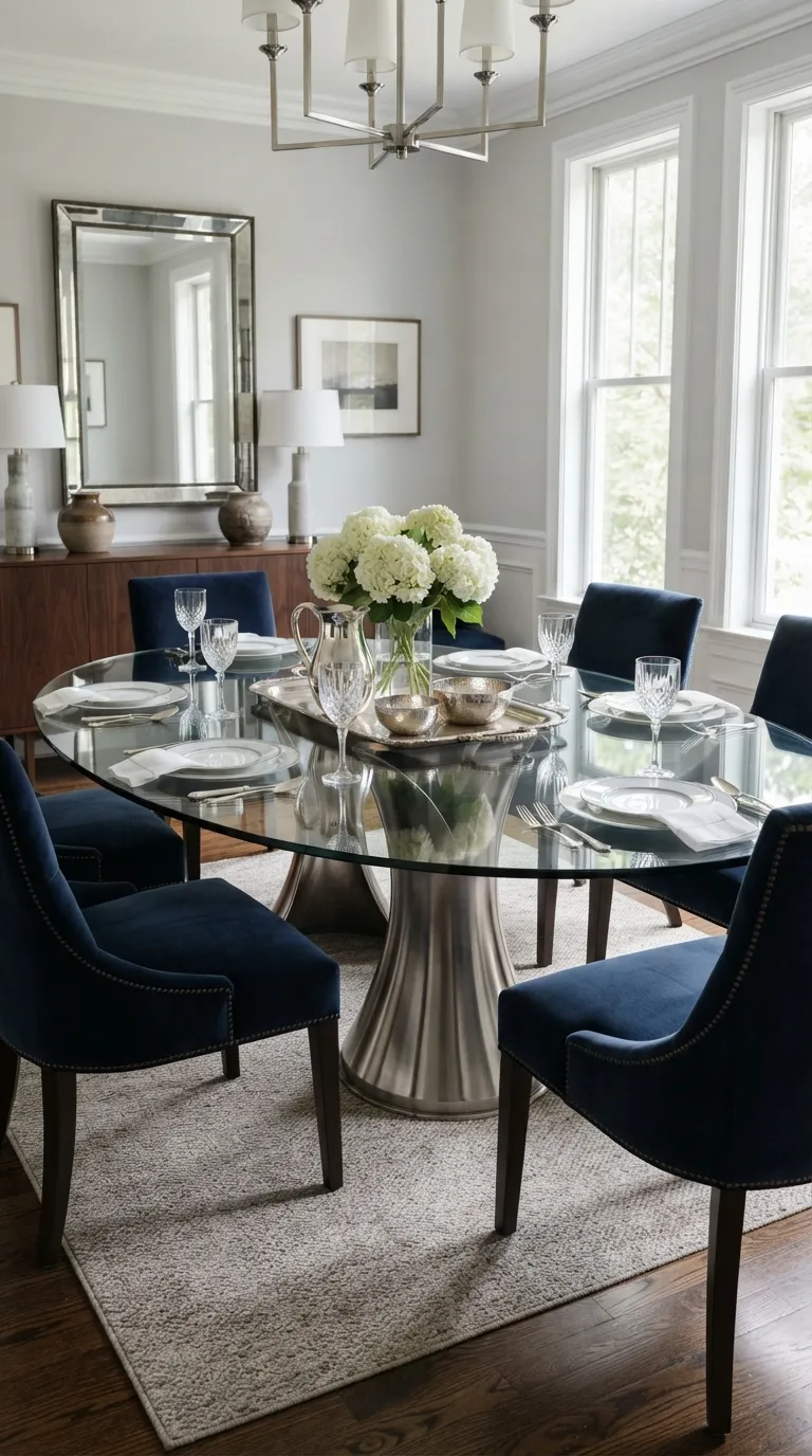 glass dining room table decor Silver Serving Collection