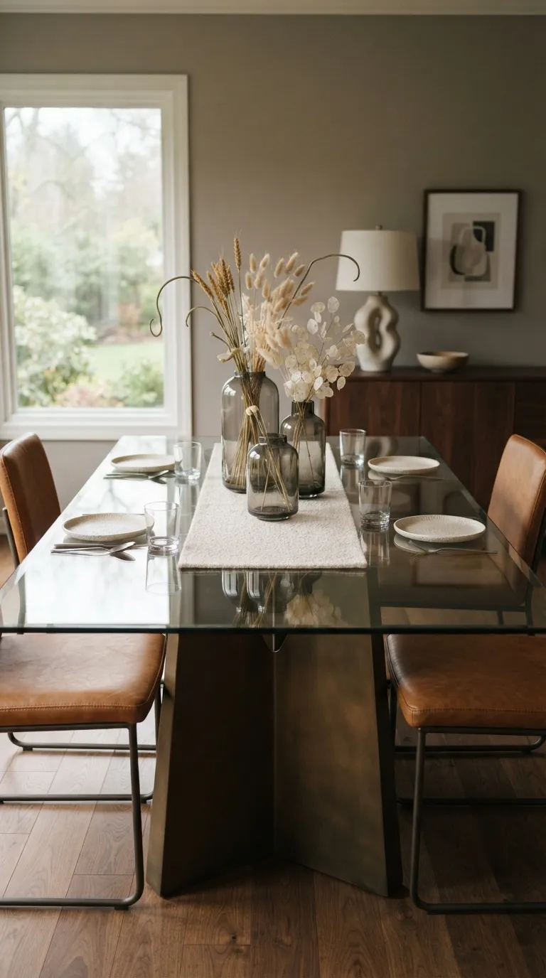 glass dining room table decor Smoked Glass Vases