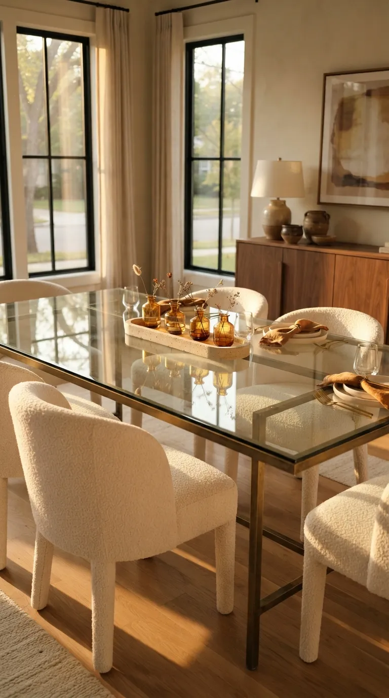 glass dining room table decor Warm Amber Glass