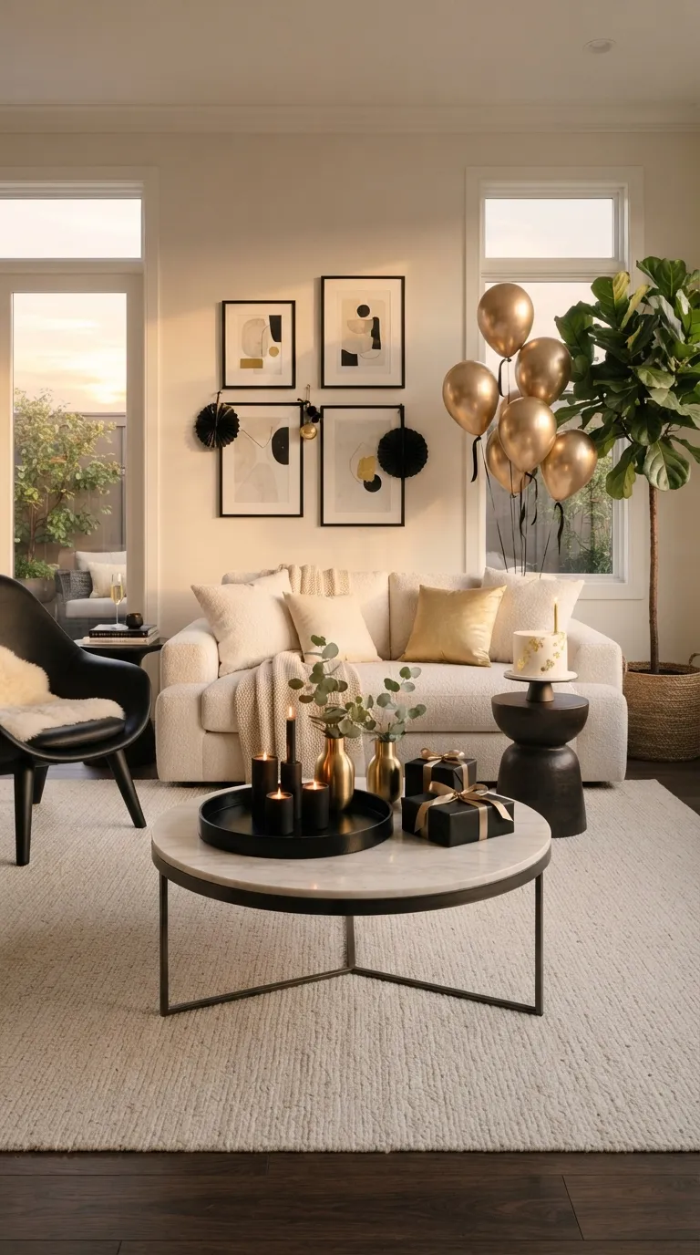 Happy Birthday Living Room Black And Gold Accents