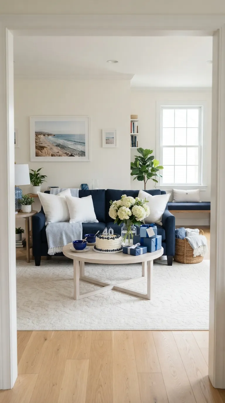 Happy Birthday Living Room Blue And White Theme