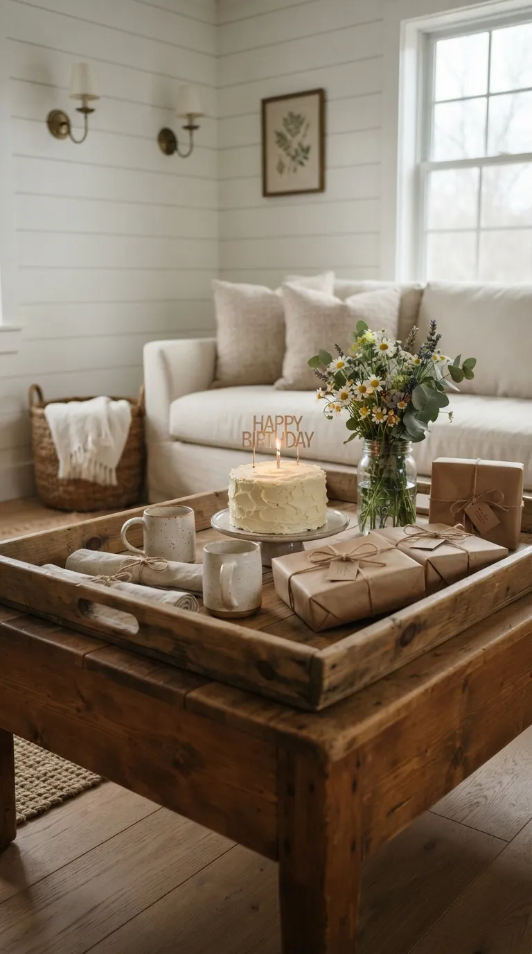 Happy Birthday Living Room Rustic Birthday Tray