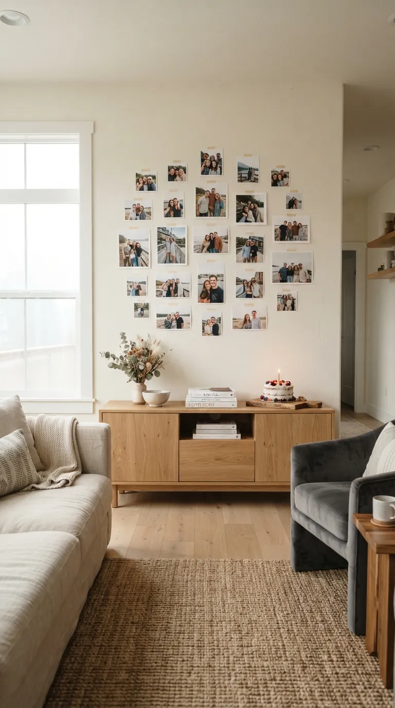 Happy Birthday Living Room Simple Photo Wall