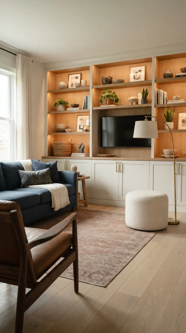 home design trends for living rooms Built-In Shelving With Personality