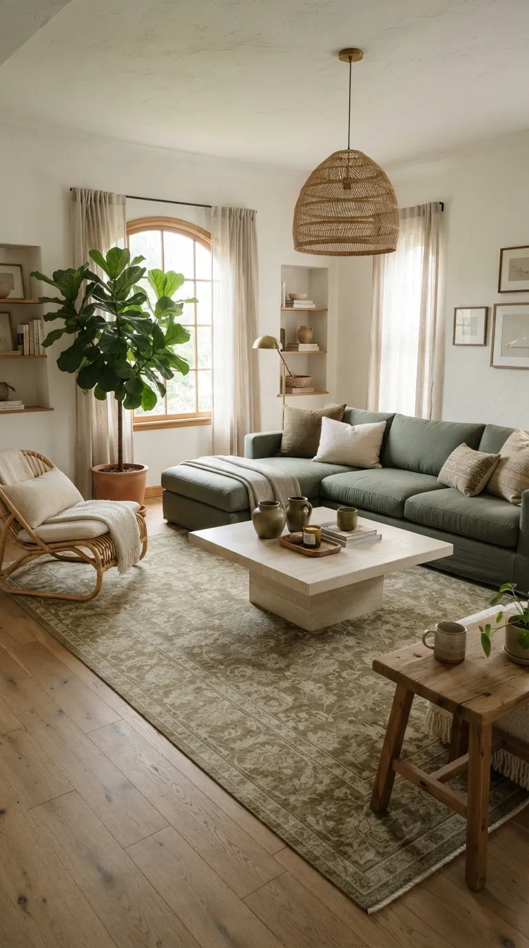 home design trends for living rooms Earthy Green Brings Nature Indoors