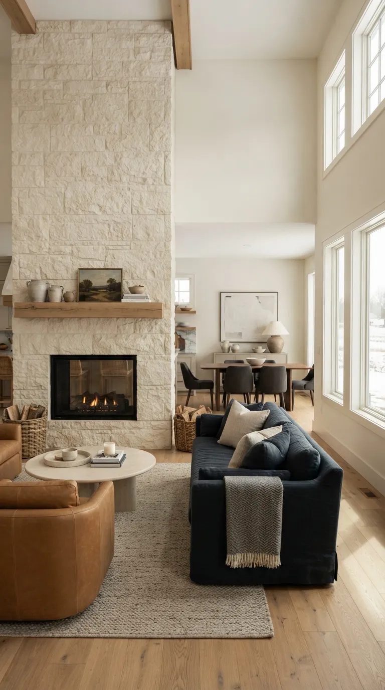 home design trends for open floor plans Add a Statement Fireplace as a Focal Point