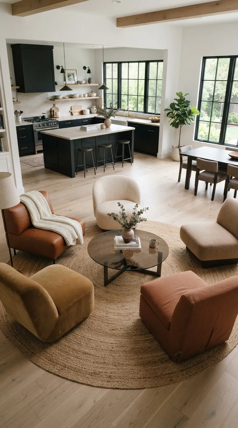 home design trends for open floor plans Create a Dedicated Conversation Area