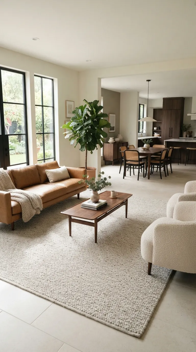 home design trends for open floor plans Define Living Zones With Oversized Rugs
