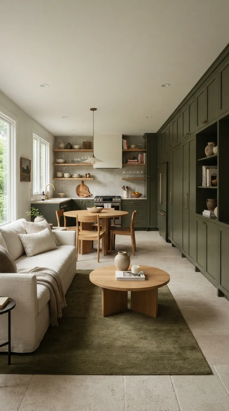 home design trends for open floor plans Match Cabinetry With Living Room Storage