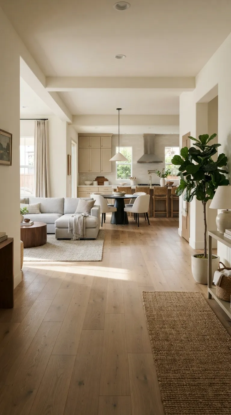 home design trends for open floor plans Use a Consistent Flooring Finish