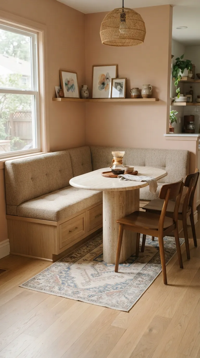 home design trends for small spaces Banquette Seating With Hidden Storage