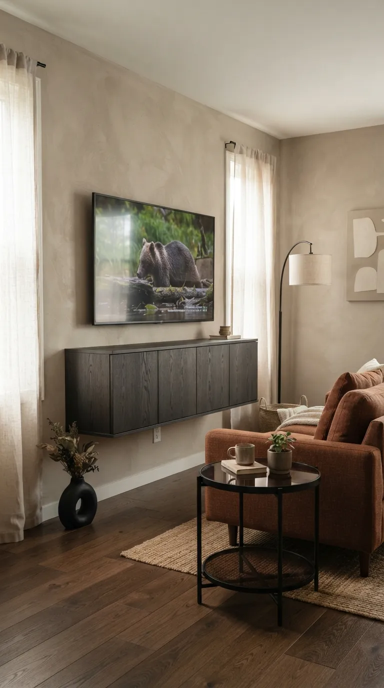 home design trends for small spaces Wall-Mounted TVs With Hidden Media Storage