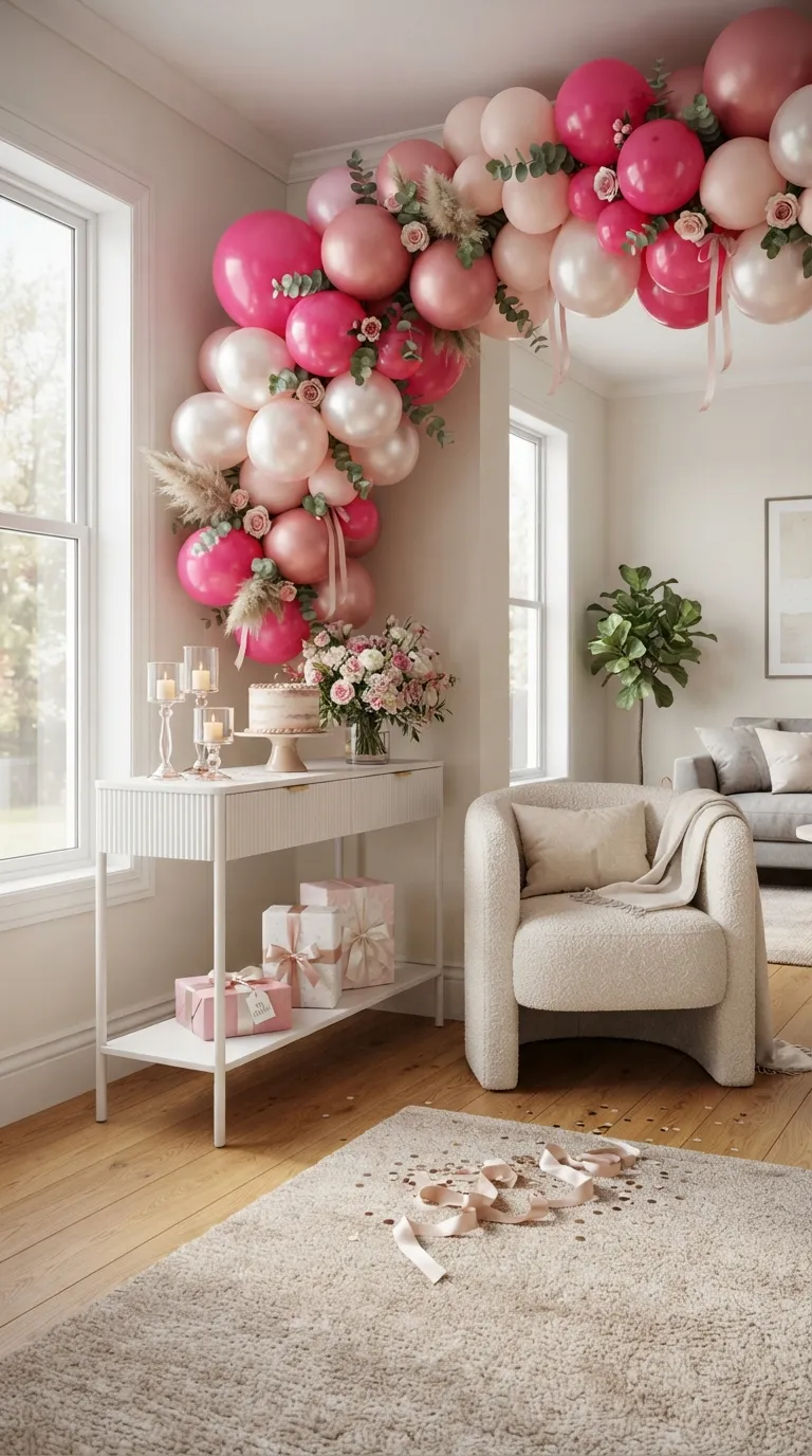 Hot Pink Birthday Pink Balloon Arch
