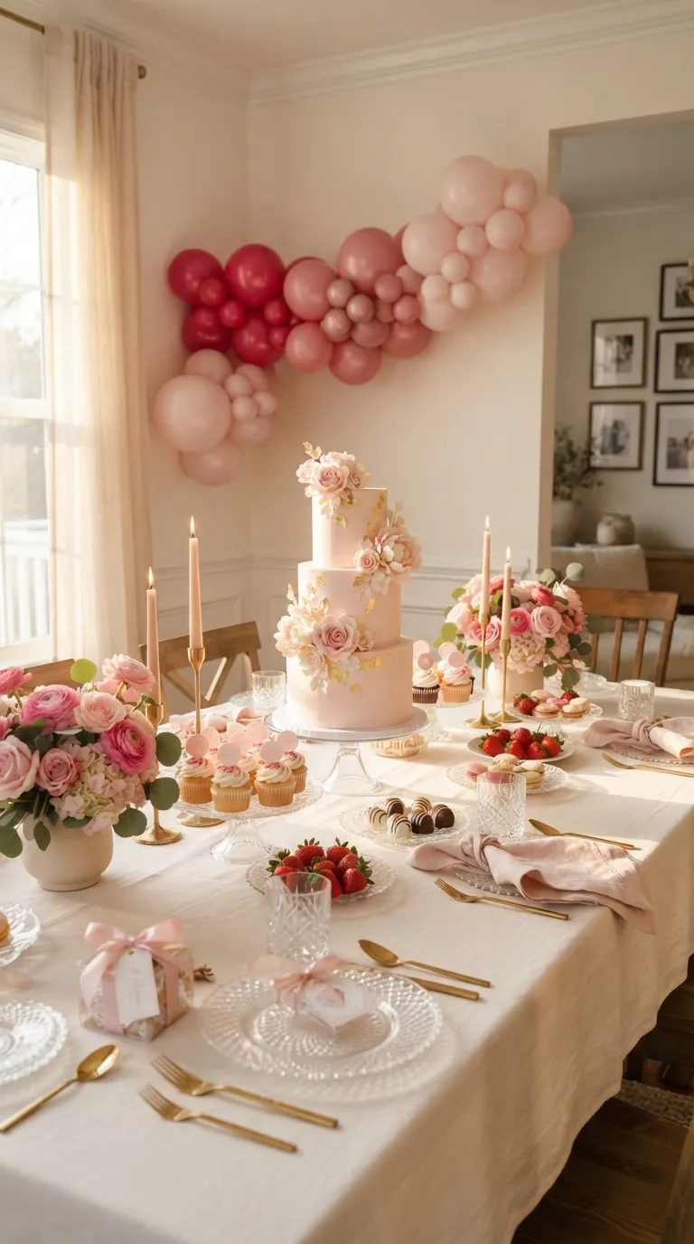 Hot Pink Birthday Rosy Dessert Table