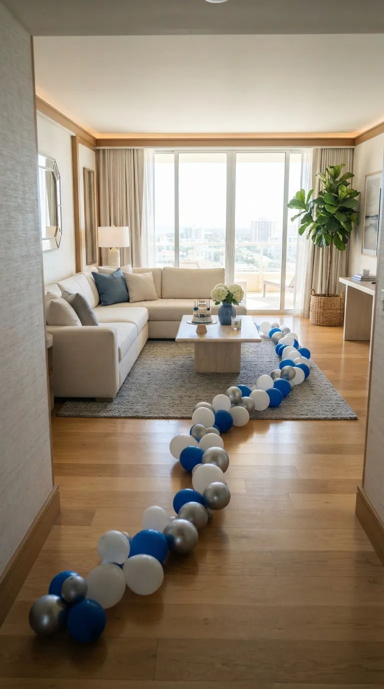 hotel birthday decorations Floor Balloon Path to the Sofa