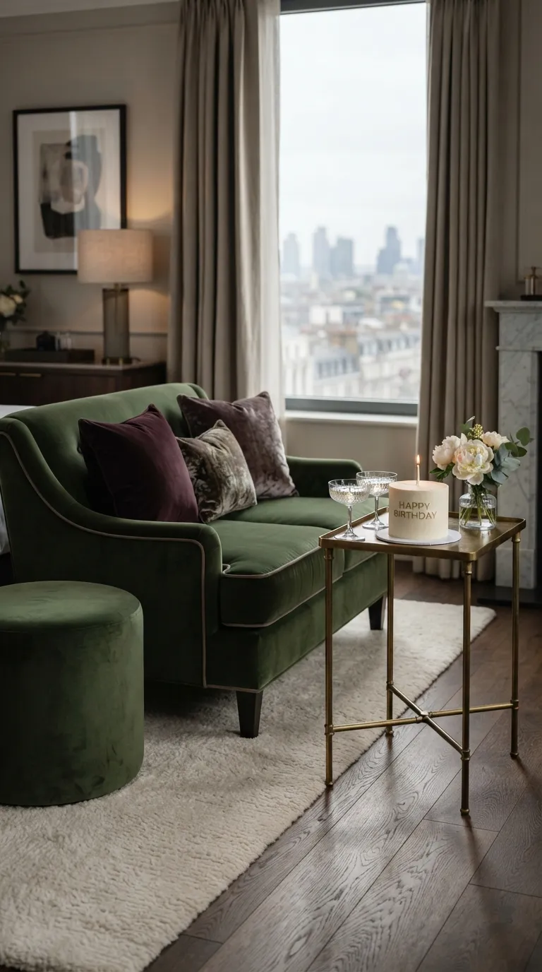 hotel birthday decorations Luxe Velvet Accent Setup