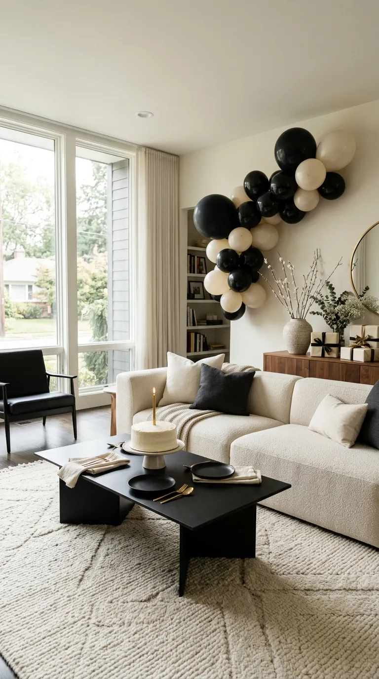 House Birthday Decorations Black And Cream Theme
