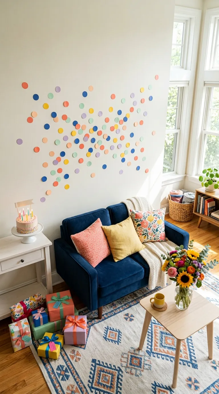 House Birthday Decorations Colorful Confetti Wall