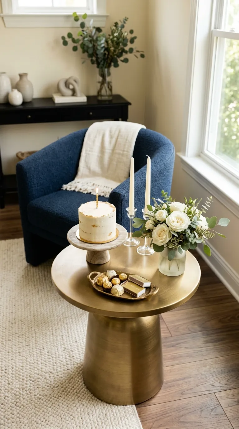 House Birthday Decorations Gold Accent Table