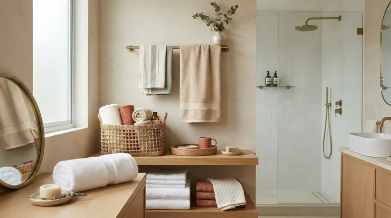 how to decorate bathroom towels on a budget