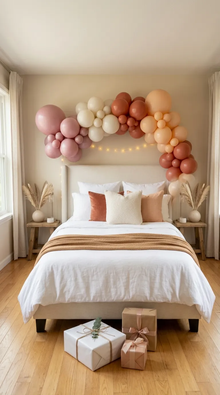 How To Decorate Birthday Room Balloon Bed Backdrop