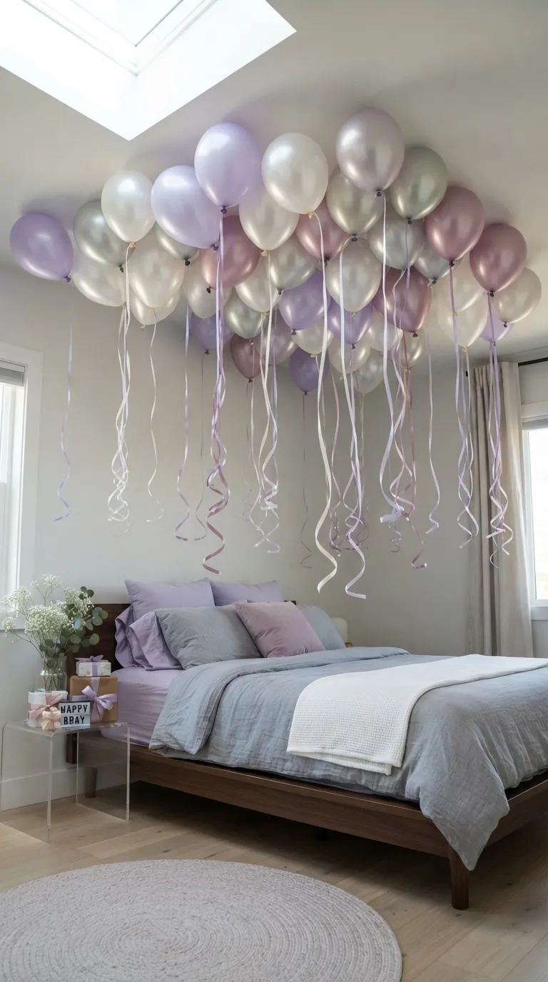 How To Decorate Room For Birthday Ceiling Balloon Clusters