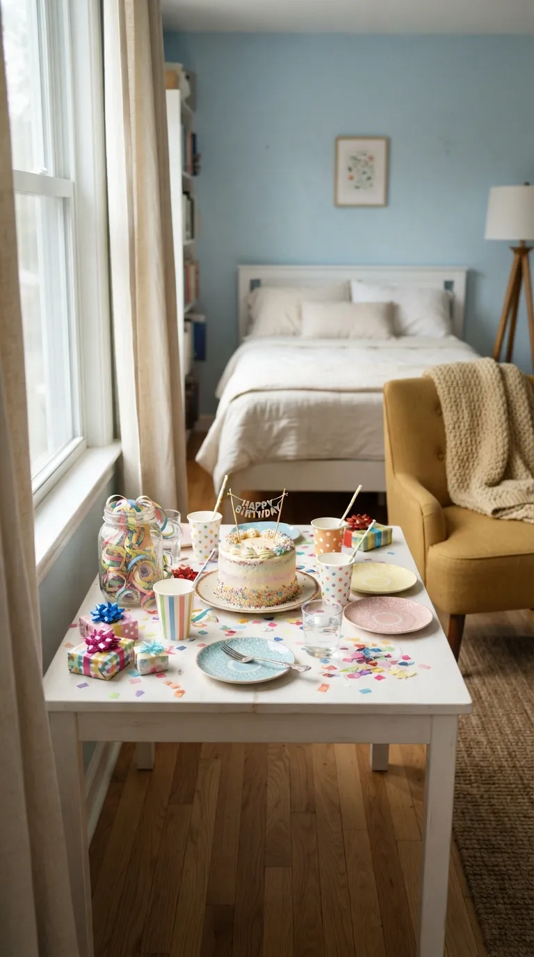 How To Decorate Room For Birthday Colorful Confetti Table
