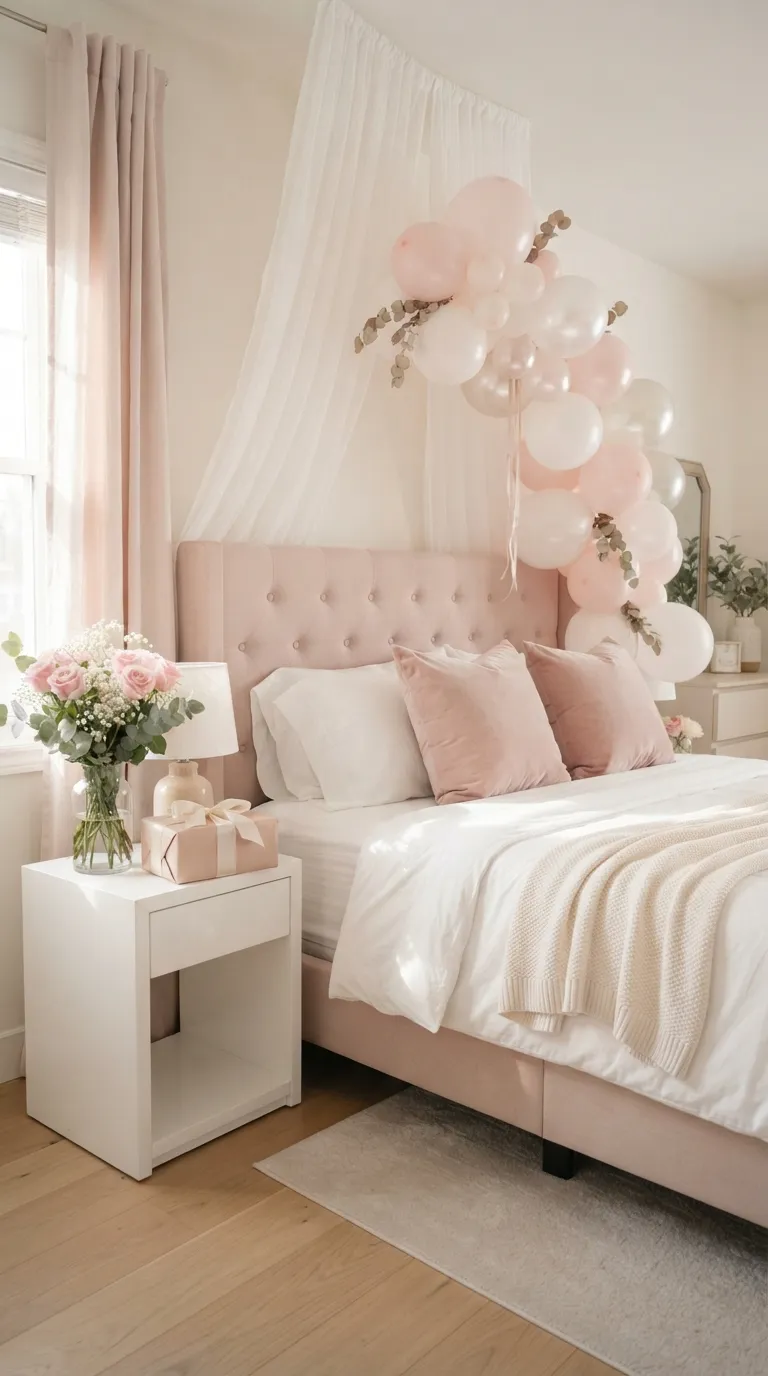 How To Decorate Room For Birthday Pink And White Romance