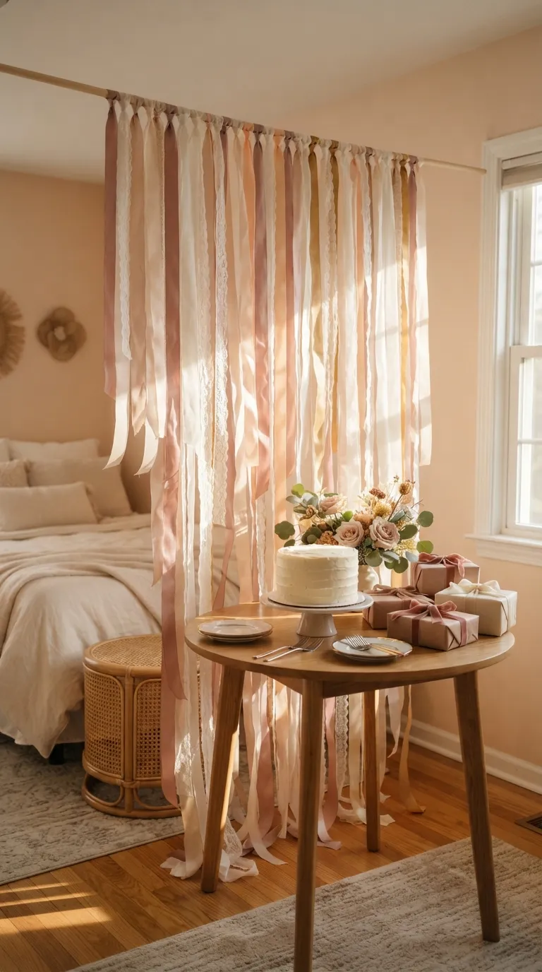 How To Decorate Room For Birthday Ribbon Curtain Backdrop