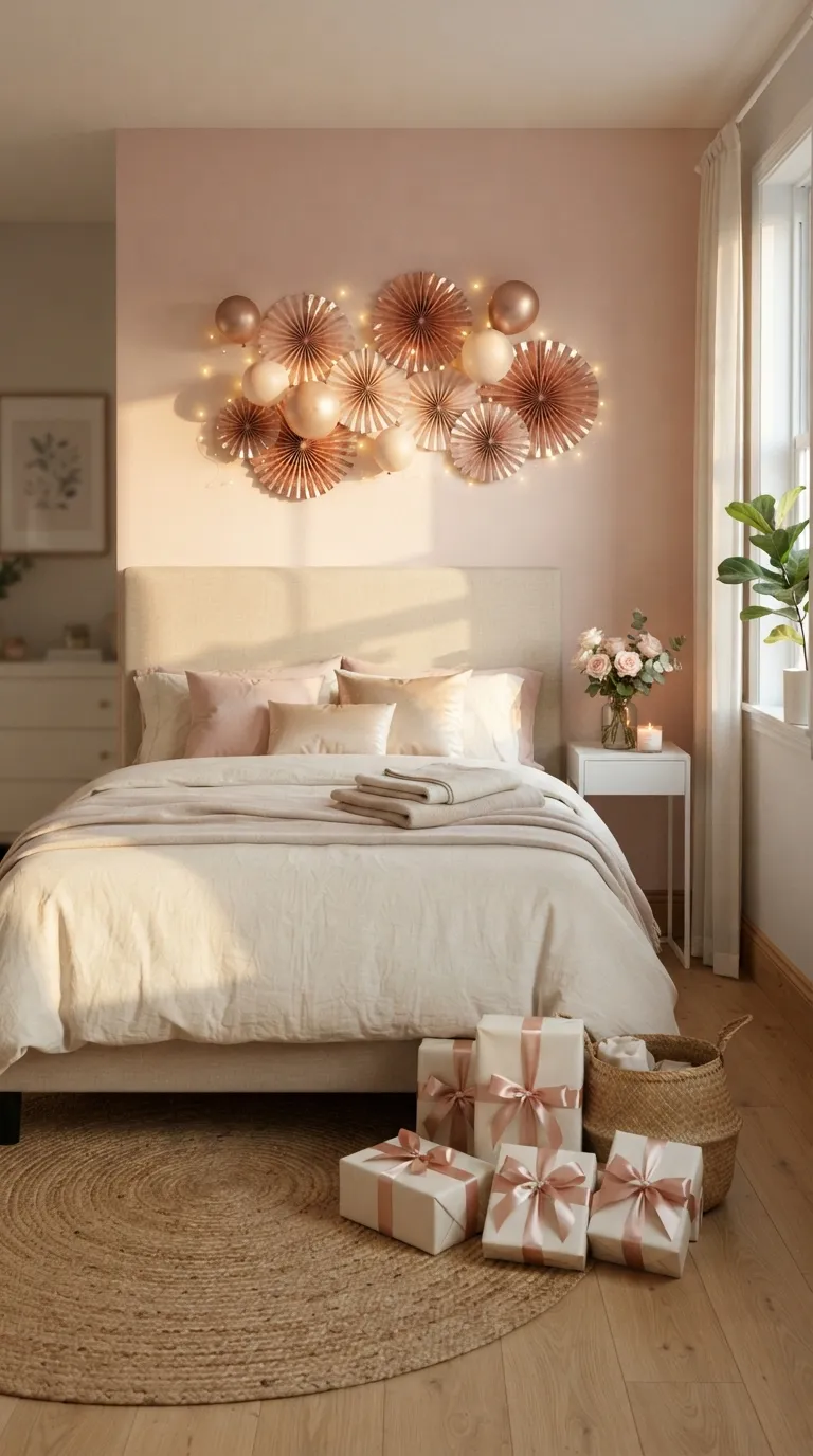 How To Decorate Room For Birthday Rose Gold Accent Wall