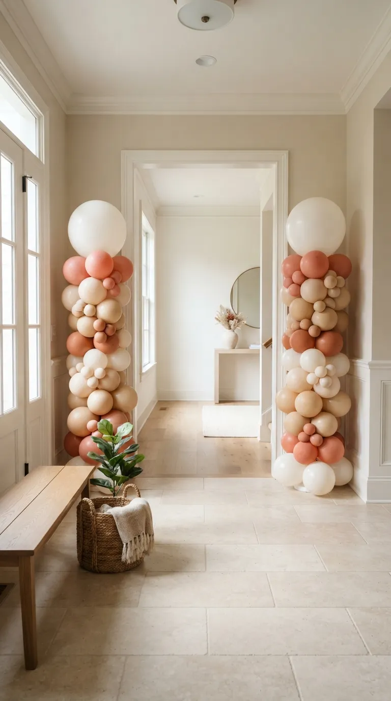 Indoor Balloon Decoration Balloon Columns Beside the Entry