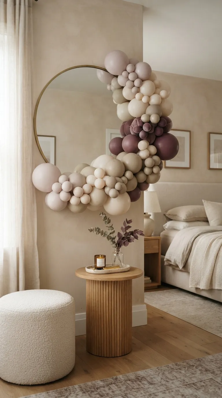 Indoor Balloon Decoration Balloon Crescent Around a Mirror