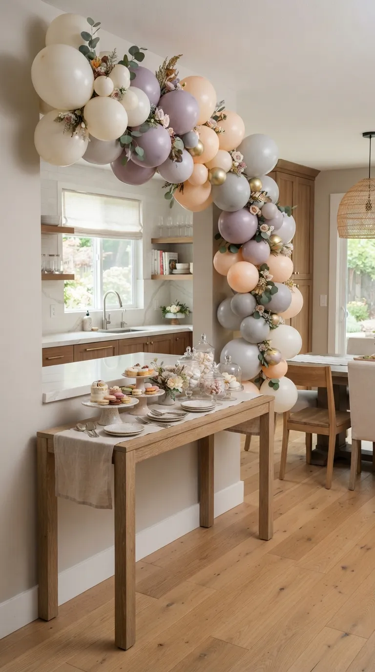 Indoor Balloon Decoration Balloon-Framed Dessert Table