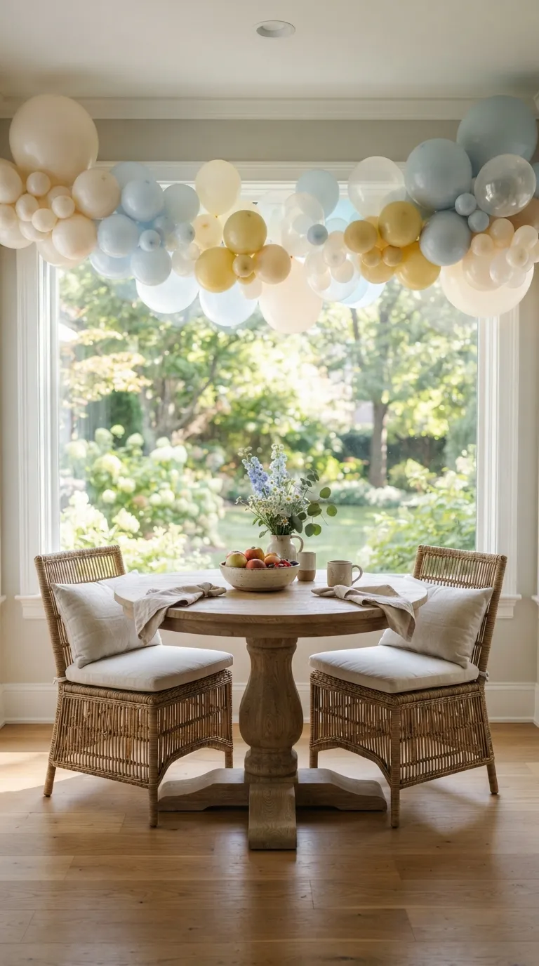 Indoor Balloon Decoration Balloon Swag Across a Window