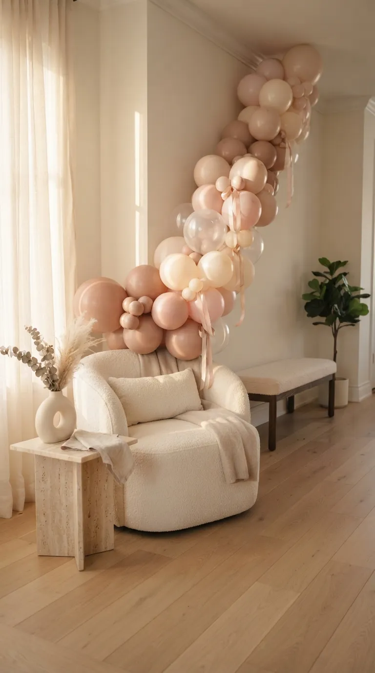 Indoor Balloon Decoration Blush Corner Cluster