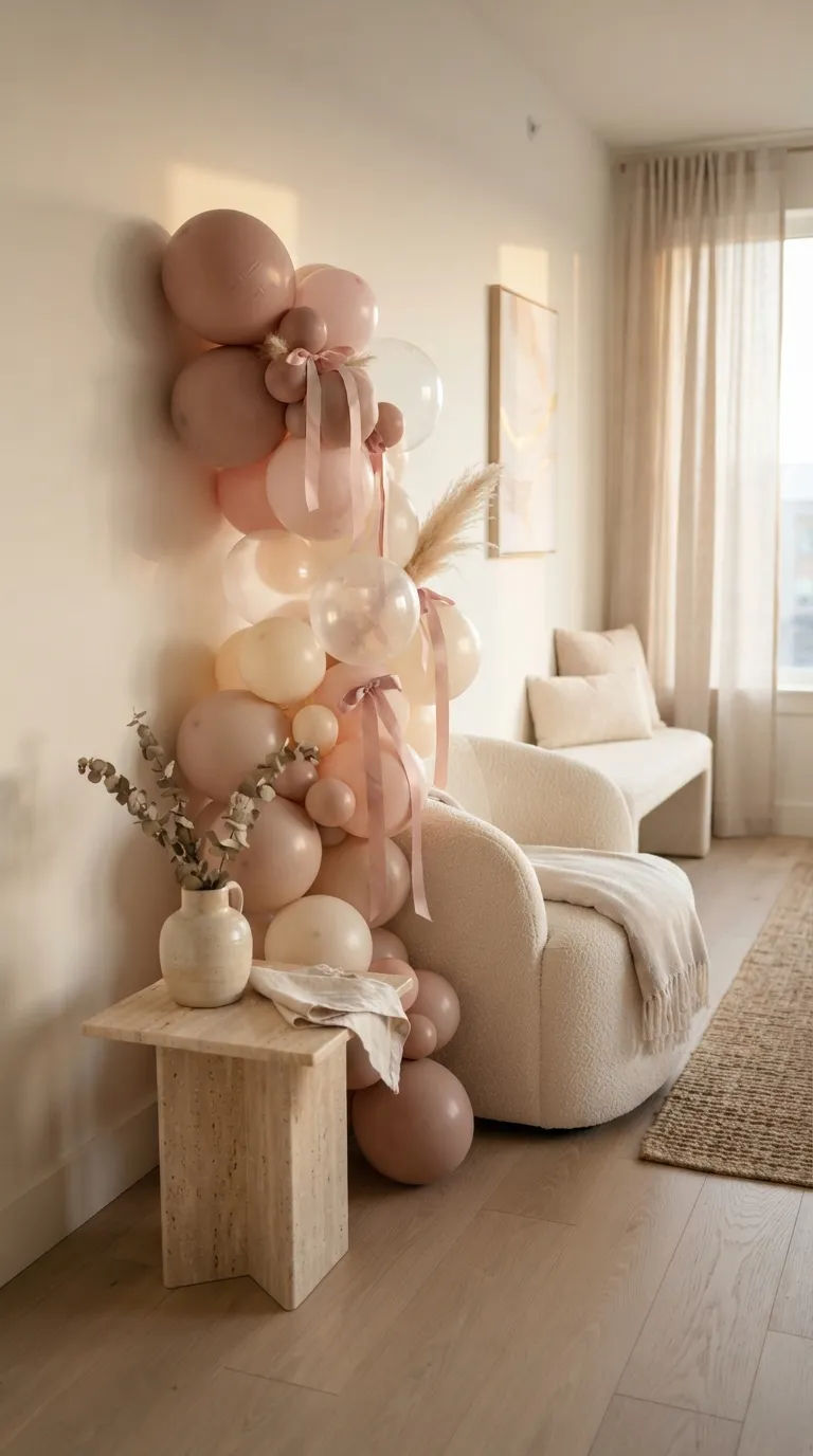 Indoor Balloon Decoration Blush Corner Cluster