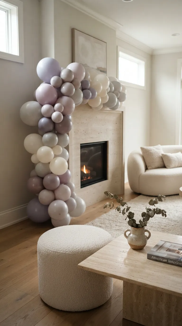 Indoor Balloon Decoration Lavender Balloon Fireplace Frame
