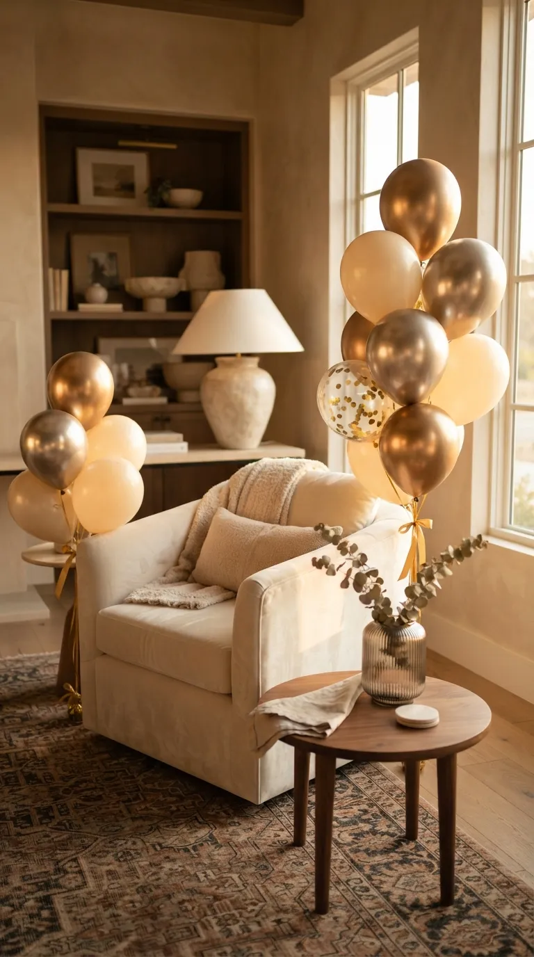 Indoor Balloon Decoration Metallic Gold Balloon Clusters