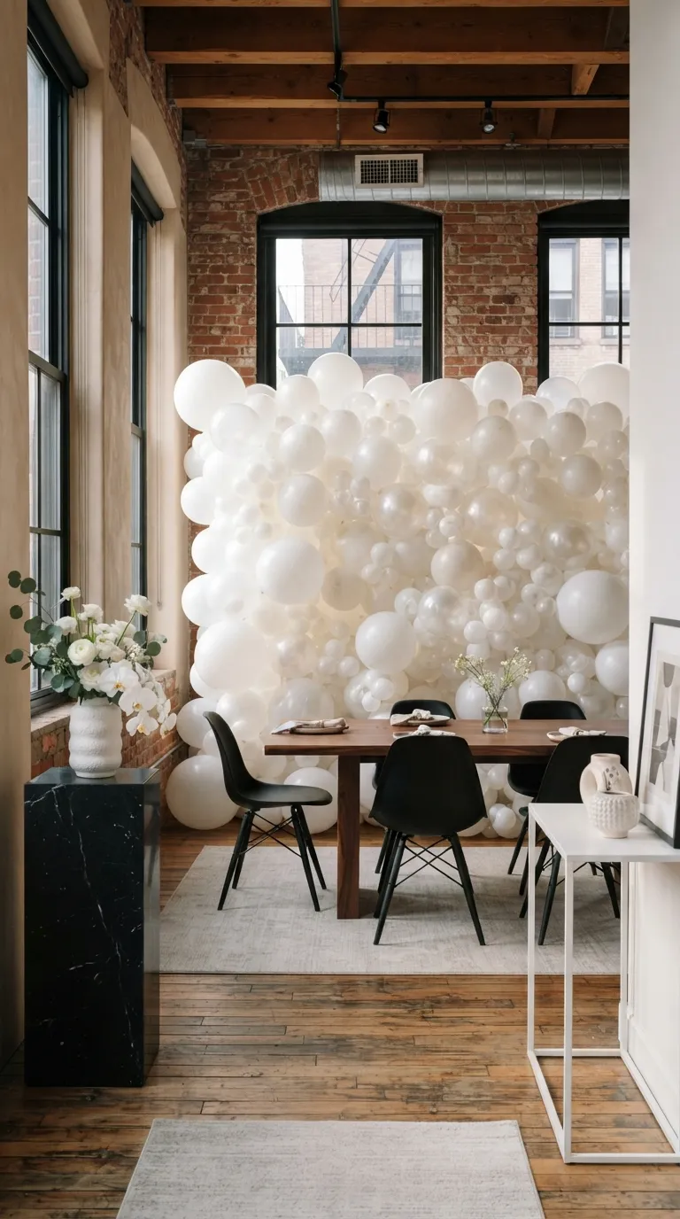 Indoor Balloon Decoration Monochrome White Balloon Wall
