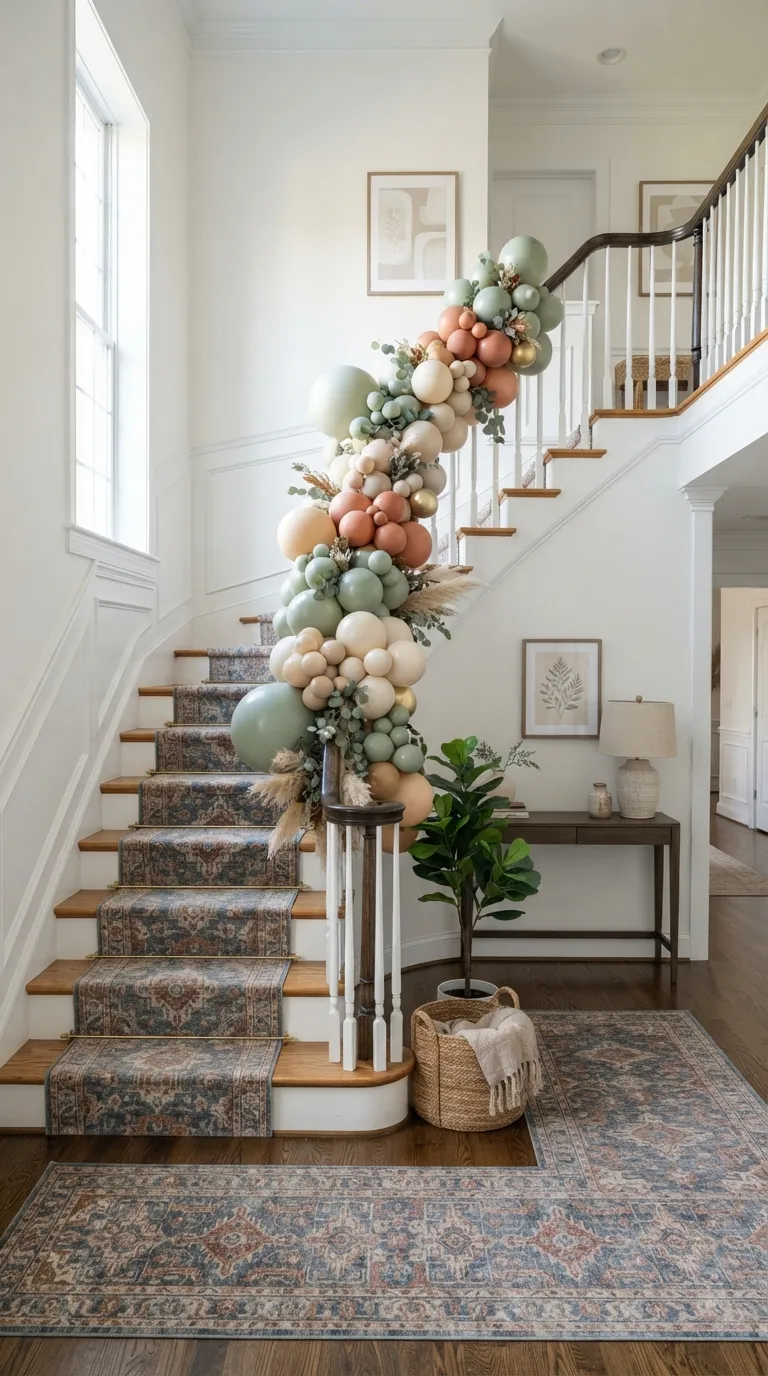 Indoor Balloon Decoration Organic Staircase Garland