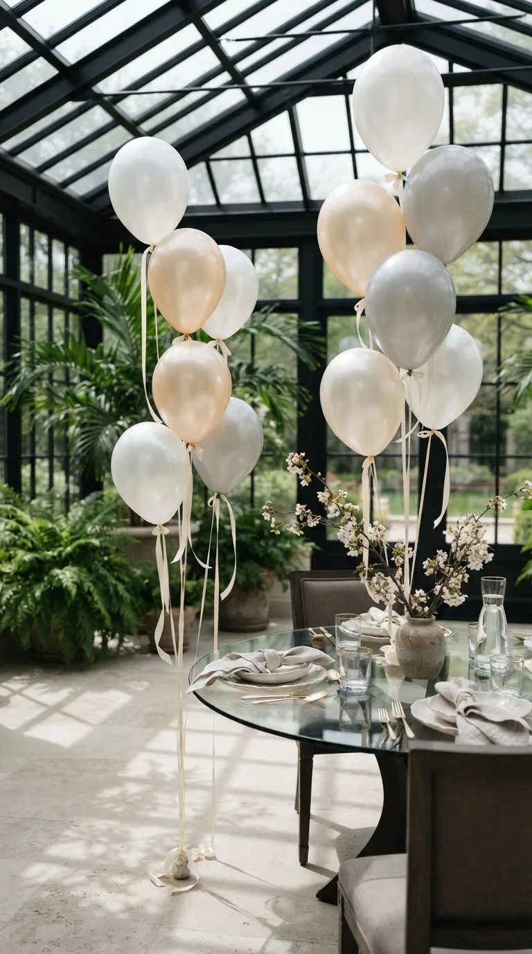 Indoor Balloon Decoration Pearl Balloons With Satin Ribbons