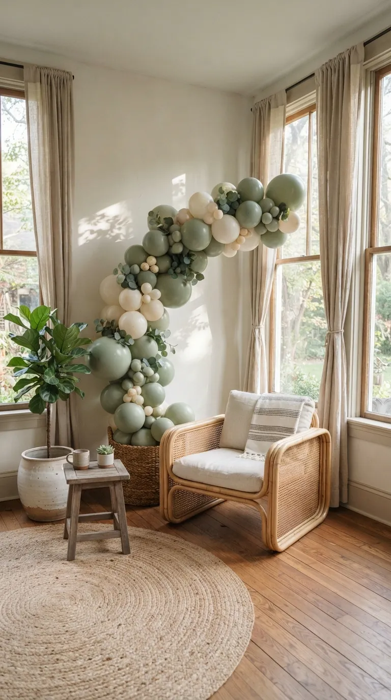 Indoor Balloon Decoration Sage Green Balloon Installation